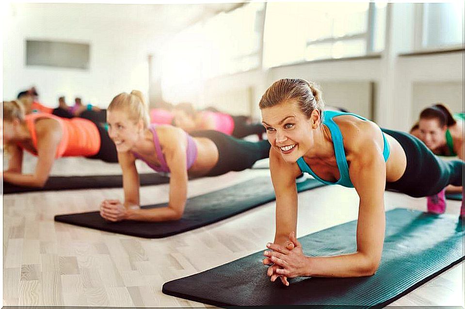 Plank exercise routine at home.