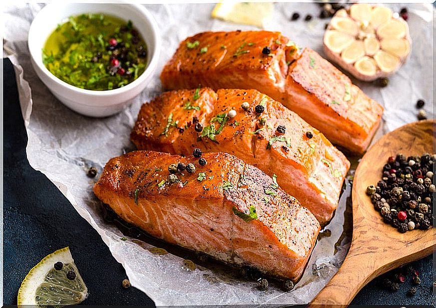 Salmon with spices.