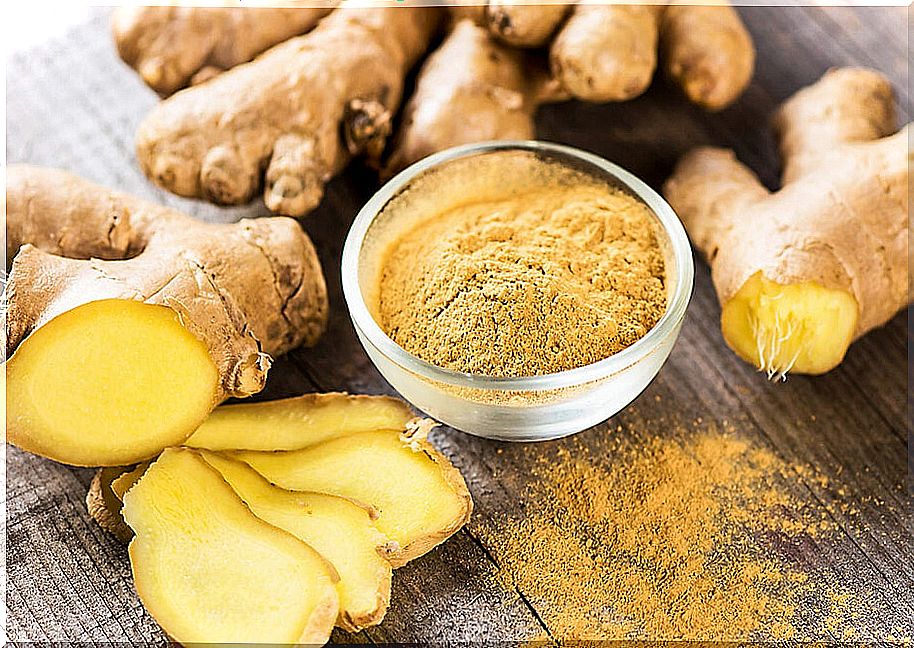 Ginger on wooden table