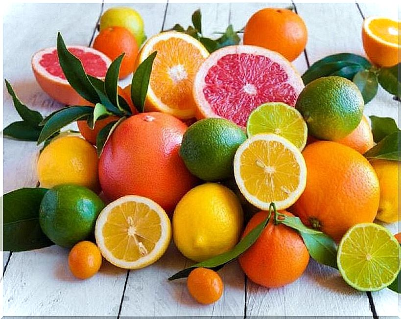 Vitamins present in citrus fruits.