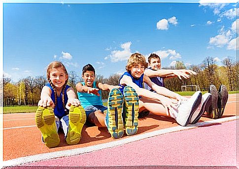 Children stretching