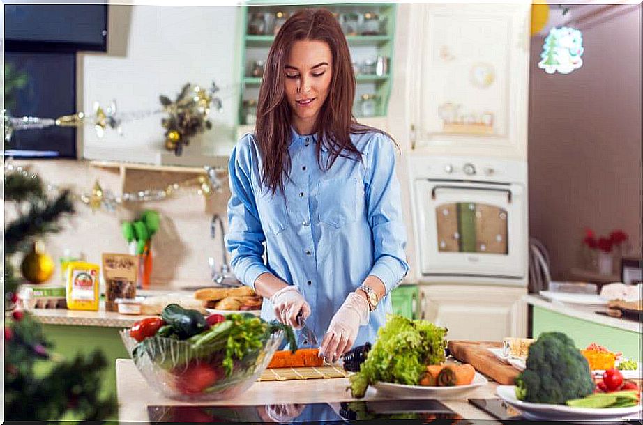 Girl cooking a recipe in the kitchen.