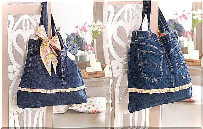 recycled jeans bag