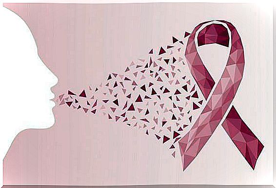 Pink ribbon against breast cancer